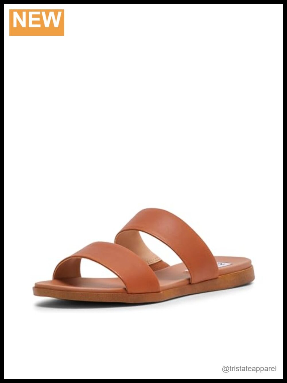 Steve Madden Dual Leather Triple Strap Slip-On Flat Sandals